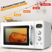 MAT EXPERT 0.9 Cu.ft Microwave Countertop, Digital Timing & 5 Micro Power, 25L Small Microwave w/Glass Turntable & 6 Preset Buttons, Delayed Start Function, 900W Mini Microwave w/Child Lock - Image 2
