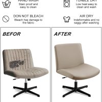 Criss Cross Chair Slipcover,Armless Office Chair Covers, Mid Back Wide Seat Computer Task Vanity Accent Chair Covers for Home Office (Khaki,Standard) - Image 8