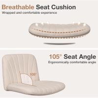HOFFREE Criss Cross Chair Cross Legged Office Chair Home Office Chair Ergonomic Armless Chair for Desk Beige - Image 4