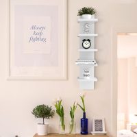 5 Tier Wall Shelves White, Vertical Column Shelf Floating Storage Home Decor Organizer Tall Tower Design Utility Shelving Bedroom Living Room, 30.7, 31 - Image 6
