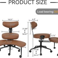 ELECWISH Meditation Chair, ADHD Chair for Adults with Wing Back Support, Criss Cross Kneeling Yoga Desk Office Use with Wheels, Height Adjustable seat and Leg Rest, Brown - Image 2