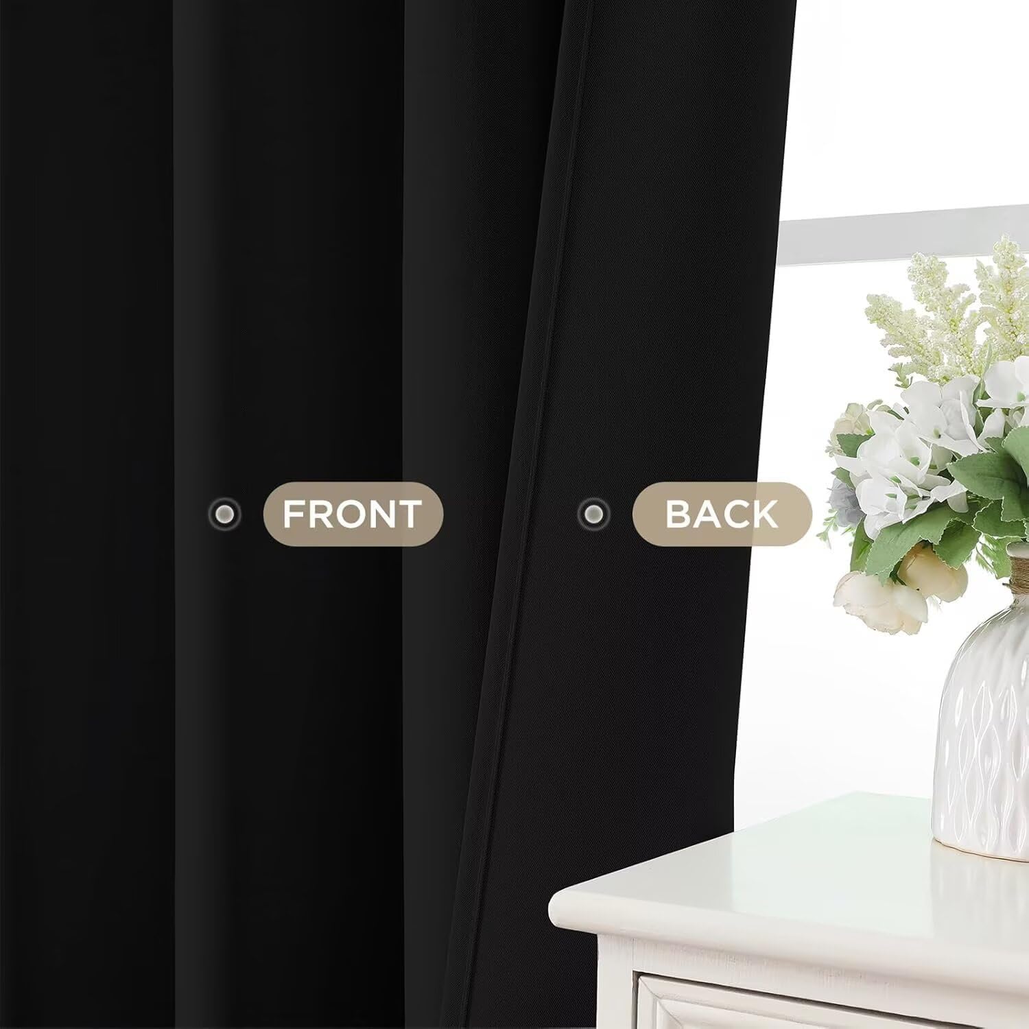 Joydeco Blackout Curtains for Bedroom, Black Out Curtains 96 Inch Long, Black Curtains with Rod Pocket Back Tab, Room Darken Light Blocking Noise Reducing Wrinkle-Free Drapes for Living Room, 2 Panels - Image 5