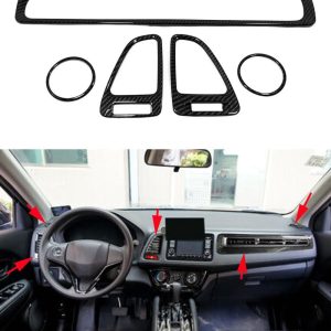 Car Accessories Fit for Honda HR-V HRV 2016-2022 ABS Carbon Fiber Interior Central Side Dashboard Air Vent Outlet Cover Trim 5PCS Set