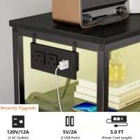 Furnulem Dresser for Bedroom, Tall Nightstand, Vertical Chest with Wood Top, Charging Station, LED Lights, 5 Fabric Bins, Bedside Table with Shelf, Furniture for Entryway (5 Drawer, Black Oak) - Image 9