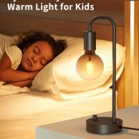 ONEWISH Industrial Table Lamp for Bedroom, Fully Dimmable Modern Bedside Lamps with 2700K Warm Light Bulb for Kids Reading, Minimalist Nightstand Lamps for Living Room, Office (Bulb Included) - Image 4