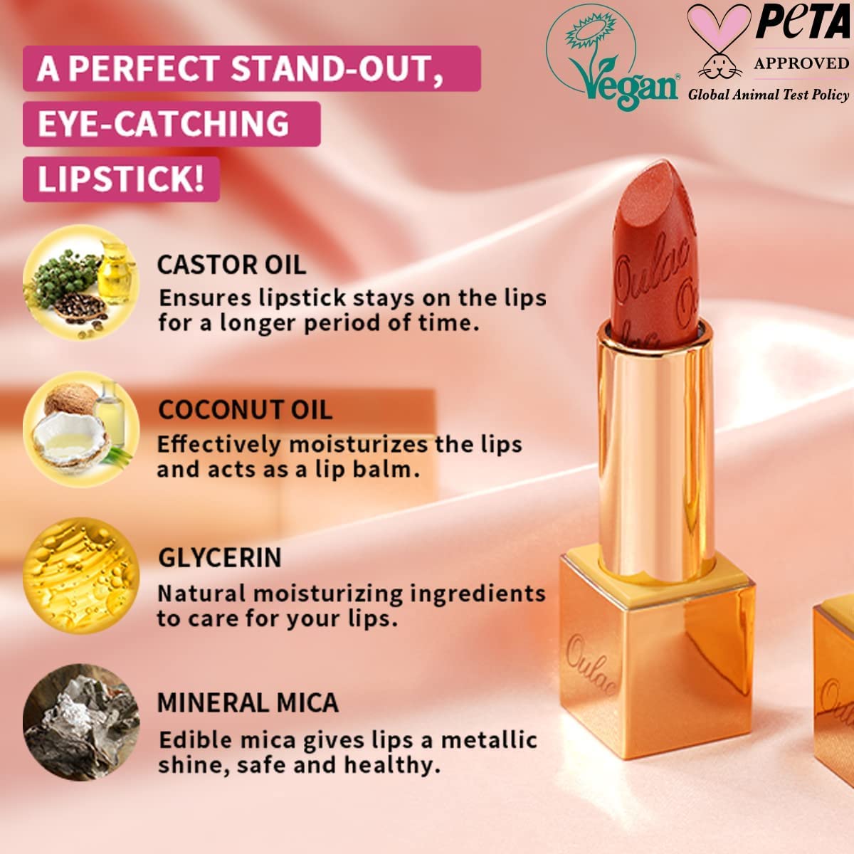 Oulac Halloween Black Lipstick for Women, Black with Raspberry Shimmer, High-Impact Lipcolor with Moisturizing Creamy Formula, Vegan & Cruelty-Free, Midnight Mirage (21) - Image 7