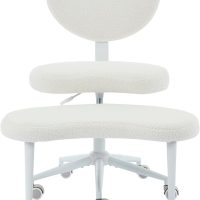 Ergonomic Cross Legged Chair with Wheels,360° Swivel Meditation Chair,ADHD Chair, Criss Cross Desk Chair with Lumbar Support and Adjustable Stool, Flexible Design for Fidgety Sitters, Ivory - Image 9