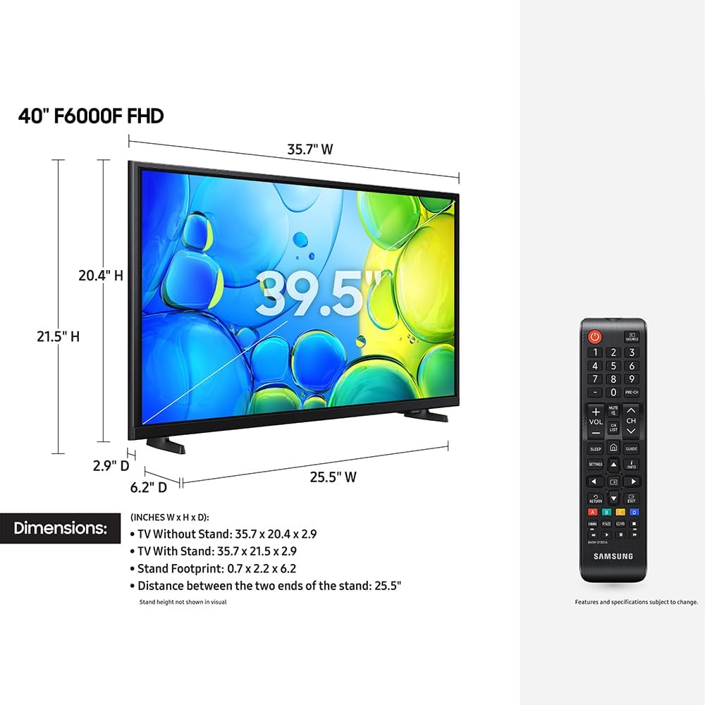 Samsung UN40F6000FFXZA 40 inch 1080P FHD F6000F 4K Smart TV (2025) Bundle with Theater Essentials, 1 Year CPS Enhanced Protection Pack and Deco Gear 6FT 4K HDMI 2.0 Cable - Image 3