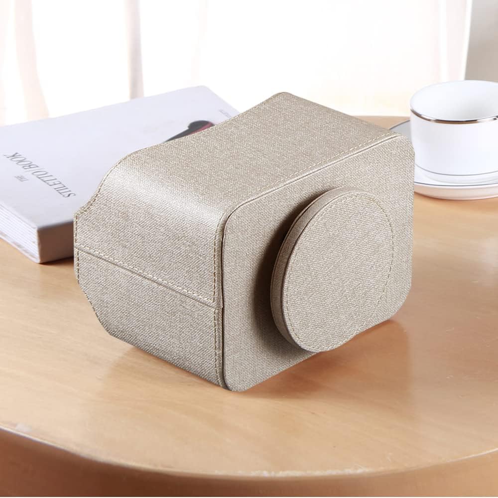 PUSU Leather 360°Rotatable Remote Control Holder,Nightstand TV Remote Caddy,Office Supplies Desktop Organizer,Spinning Storage Box for Pen,Mail,Phone,DVD, Blu-Ray, Media Player, Heater Controllers - Image 5