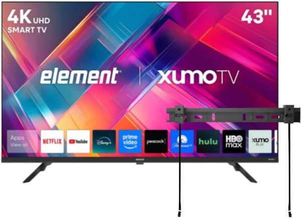 Element 43" Smart TV Class 550 Series 4K UHD HDR10 Frameless Xumo TV Bluetooth Built-in + Wall Mount(Renewed)