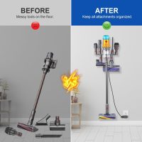 LANMU Accessory Holder Compatible with Dyson V15 V12 V11 V10 V8 V7 Outsize Gen5 G5 Cordless Stick Vacuum, No-Drilling Docking Station Attachments Organizer Accessories Storage Rack - Image 5