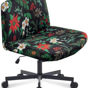 Levoberg Armless Criss Cross Office Desk Chair Cover Slipcovers Printed Vanity Desk Chair Covers Armless Cross Legged Wide Chair Covers Accent Mid Back Wide Swivel Task Chair Protector #16