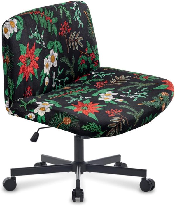 Levoberg Armless Criss Cross Office Desk Chair Cover Slipcovers Printed Vanity Desk Chair Covers Armless Cross Legged Wide Chair Covers Accent Mid Back Wide Swivel Task Chair Protector #16