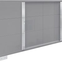 AMERLIFE 54" W High Gloss 6 Drawers Dressers with Silver Grooved Handles, Modern Storage Chest of Drawers with Wide Tabletop, for Bedroom/Dressing Room/Living Room, Grey - Image 9