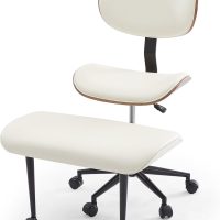 Bestier Criss Cross Office Chair with Wheels, 360° Swivel ADHD Chair for Adults, Height Adjustable Meditation Chair with Wider Bentwood Back Support for Multi Position (Contemporary Bentwood, White) - Image 9