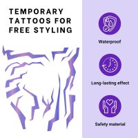 Purple Ombre Temporary Patterns Tattoo – Realistic Waterproof Body Art for Cosplay, Halloween, and Party Makeup (5 PCS) - Image 4