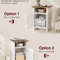 YESHOMY Farmhouse Modern Nightstand with Shelf and Barn Door, Set of 2 for Bedroom, White - Image 8