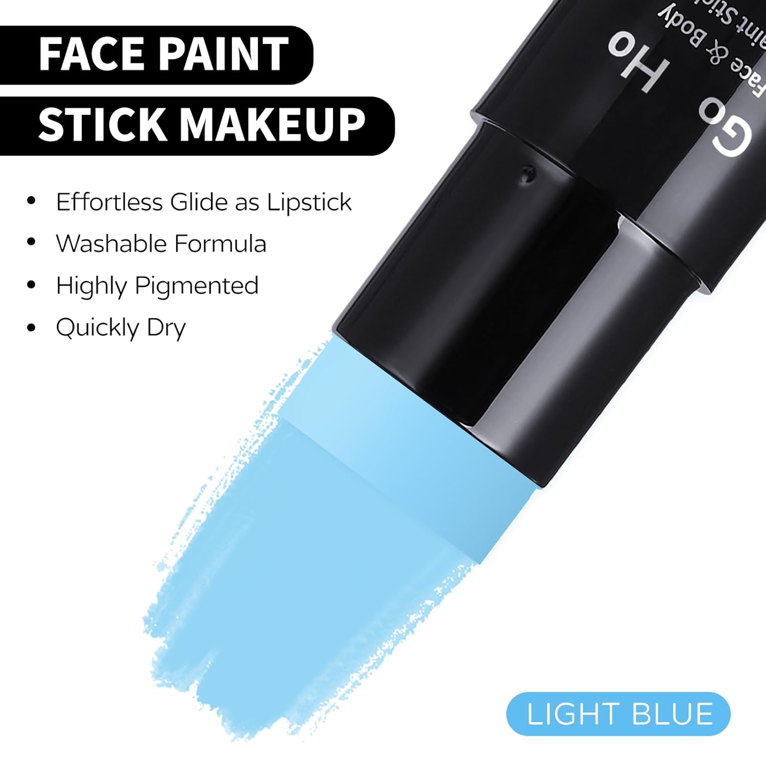 Go Ho Light Blue Face Body Paint Stick,Water Based Washable Pale Blue Face Paint Stick,Full-coverage Cream Blue Body Paint for Adults Children Halloween Cosplay SFX Ghost Bride Sally Makeup - Image 3