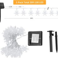 Brightown Solar Christmas Snowflake String Lights 100 LED 39 FT Outdoor Waterproof Fairy Lights with 8 Lighting Modes for Wedding, Party, Tree, Room, Garden, Patio, Yard, Home, Warm White - Image 6