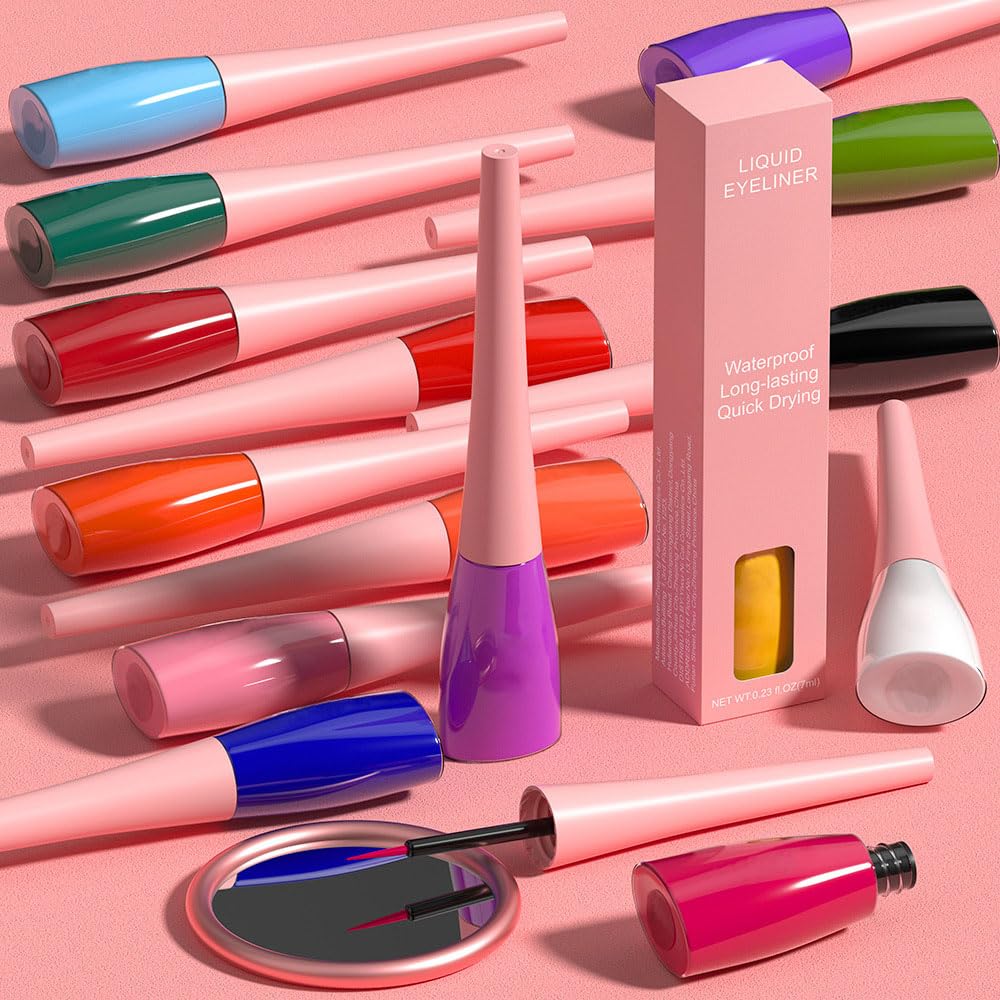 evpct 1Pcs Dark Red Liquid Eyeliner Waterproof Dark Red Eye Liners for Women, Eyes Wing Eyeliner Stamps Shapes Colored Eyeliner delineador de ojos a prueba de agua contra el agua blanco para ojos - Image 7