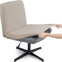 Criss Cross Chair Slipcover,Armless Office Chair Covers, Mid Back Wide Seat Computer Task Vanity Accent Chair Covers for Home Office (Khaki,Standard) - Image 3