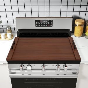 Noodle Board Stove Cover - Wood Stove Top Covers for Electric Stove & Gas Stove (Walnut)