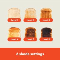 bella 2 Slice Slim Toaster, Fits-anywhere™ Kitchenware, 6 Setting Shade Control with Reheat & Cancel Buttons, Fits sourdough, 10” Long Slot, Anti Jam & Auto Shutoff, 900 Watt, Surf - Image 5