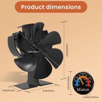 Wood Stove Fan Heat Powered | Non Electric Heat Activated Fan for Wood Burning Stove/Log Burner | Thermoelectric Fireplace Fan| w/Stove Accecories Thermometer - Image 7