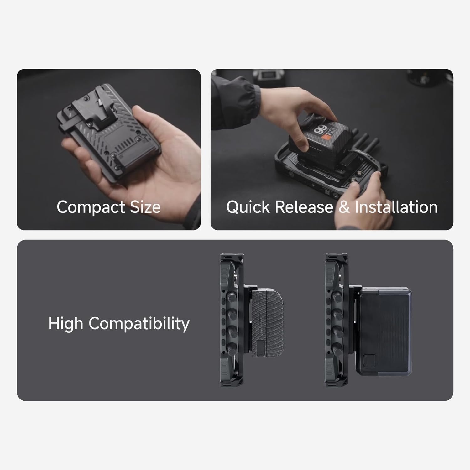 Accsoon NP-F to V-Mount Battery Adapter Plate for CineView M7 Pro/CineView M7 Camera Monitors, NP-F to V-Lock Power Adapter Converter for Powering Camera Monitor, Compatible with Most V-Mount Battery - Image 3