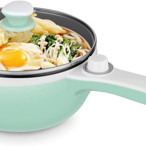 Dezin Hot Pot Electric Upgraded, Non-Stick Sauté Pan, Rapid Noodles Electric Pot, 1.5L Mini Portable Hot Pot for Steak, Egg, Fried Rice, Ramen, Oatmeal, Soup with Power Adjustment