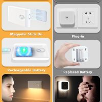 WILLED Stair Lights Indoor,Warm White Rechargeable Night Light,Wireless Motion Sensor Night Light,Battery Stick On Lights for Stairway,Hallway,Kitchen,Closet,Cabinet,Bedroom,Kids' Room(4-Pack) - Image 3