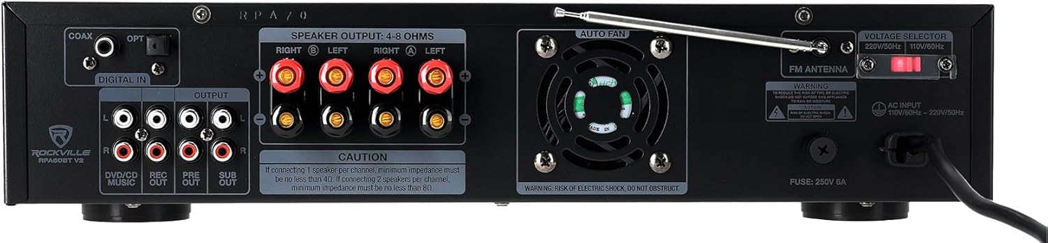 Rockville 1000 Watt Home Theater Bluetooth Receiver+(4) 3.5" Black Cube Speakers - Image 3