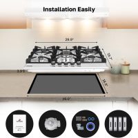 ThermoMate Light 30 Inch Gas Cooktop, Built In Gas Rangetop with 5 High Efficiency Burners, NG/LPG Convertible Stainless Steel Gas Stove Top with Thermocouple Protection, 120V AC - Image 7