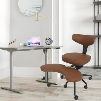 ELECWISH Meditation Chair, ADHD Chair for Adults with Wing Back Support, Criss Cross Kneeling Yoga Desk Office Use with Wheels, Height Adjustable seat and Leg Rest, Brown - Image 6