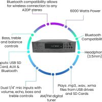 Vaiyer Home Theater System Kit, 6-Channel 6000 Watts Bluetooth Amplifier with 5.25" 8 Qty of 175 W Each in-Wall in-Ceiling Speakers & 16 Gauge 500 ft. Speaker Wire Surround Sound System - Image 3