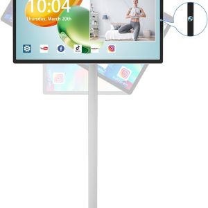 eLinkSmart 24-Inch Portable TV with Incell Touch Screen, Android13 OS 8-Core CPU + 6GB RAM + 128GB Storage, 1080P TV on Wheels 60Hz Refresh Rate, Built-in Battery, Full Swivel Rotation