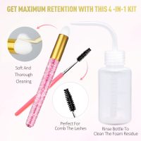 EMEDA Lash Shampoo Kit - 3.38 fl.oz / 100ml Gentle Foam Lash Cleanser, Oil-Free Cleaning for Wash Extension/Natural Eyelash Bath with Rinse Bottle Brush - Image 5