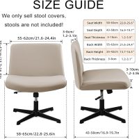 Criss Cross Chair Slipcover,Armless Office Chair Covers, Mid Back Wide Seat Computer Task Vanity Accent Chair Covers for Home Office (Khaki,Standard) - Image 2