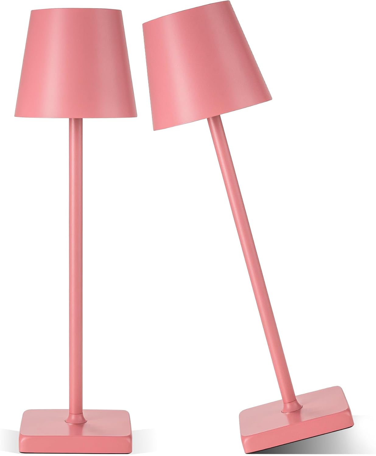 HASUN 2 Pack Cordless Table Lamp, Portable LED Desk Lamp, 5200mAh Battery Operated Lights, 3 Color Stepless Dimming Up, Night Light for Bedroom/Date/Bars/Cafe/Camping (Peach 2Pack)