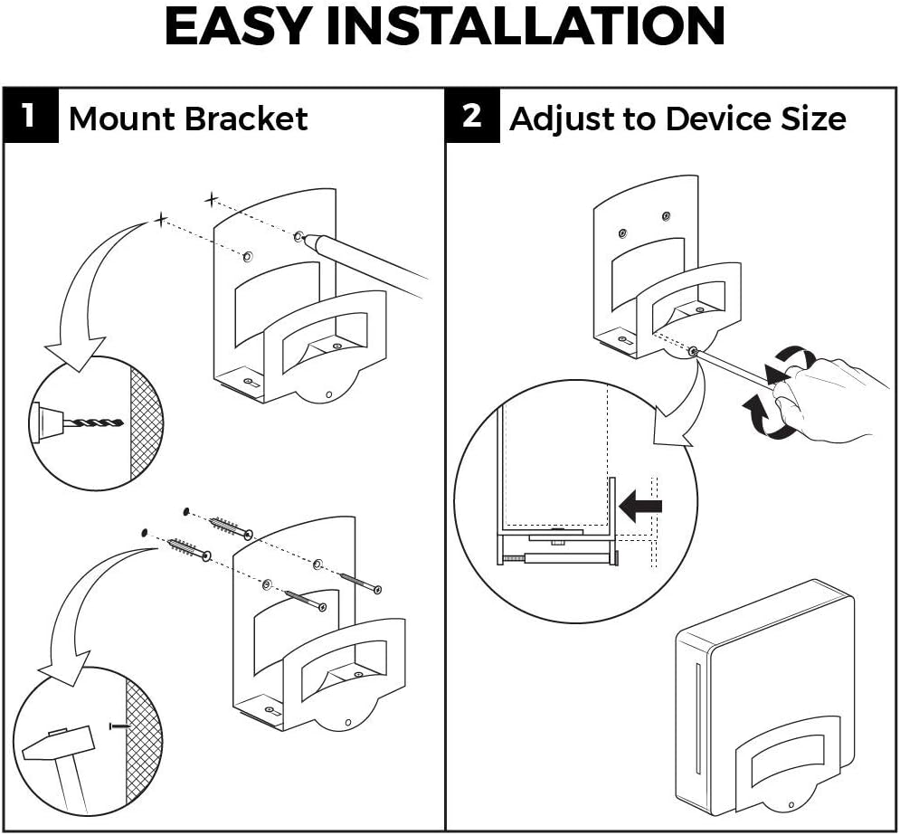 HumanCentric Cable Box and Modem Mount, Adjustable Wall Mount for Small and Narrow Devices, Cable Boxes, Modems, DVD Players, Streaming Media Devices, Mount on The Wall Behind TV, Hardware Included - Image 5