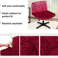 Armless Chair Slipcover Criss Cross Accent Mid Back Wide Seat Swivel Task Chair Protector Stretch Removable for Living Room Bedroom Accent Chair (Wine-red) - Image 5
