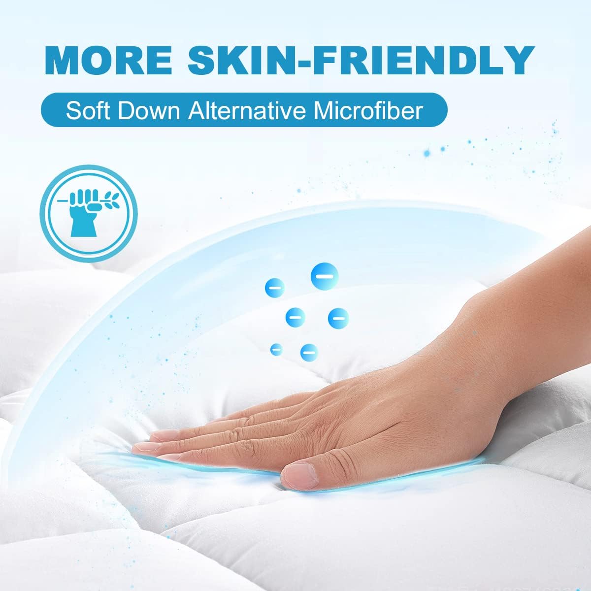 Queen Mattress Pad Cover Cooling Mattress Topper Pillow Top with Down Alternative Fill (8-21” Fitted Deep Pocket Queen Size) White - Image 4
