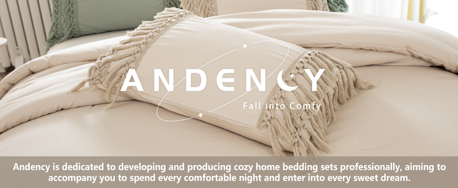 Boho Beige Tassel Comforter Set