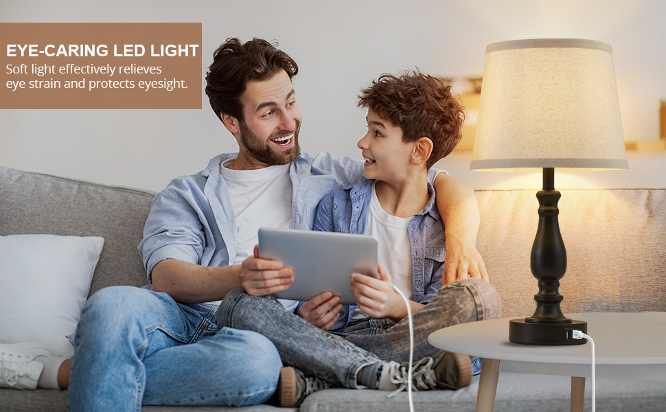 Eye-caring Nightstand Lamps Set of 2