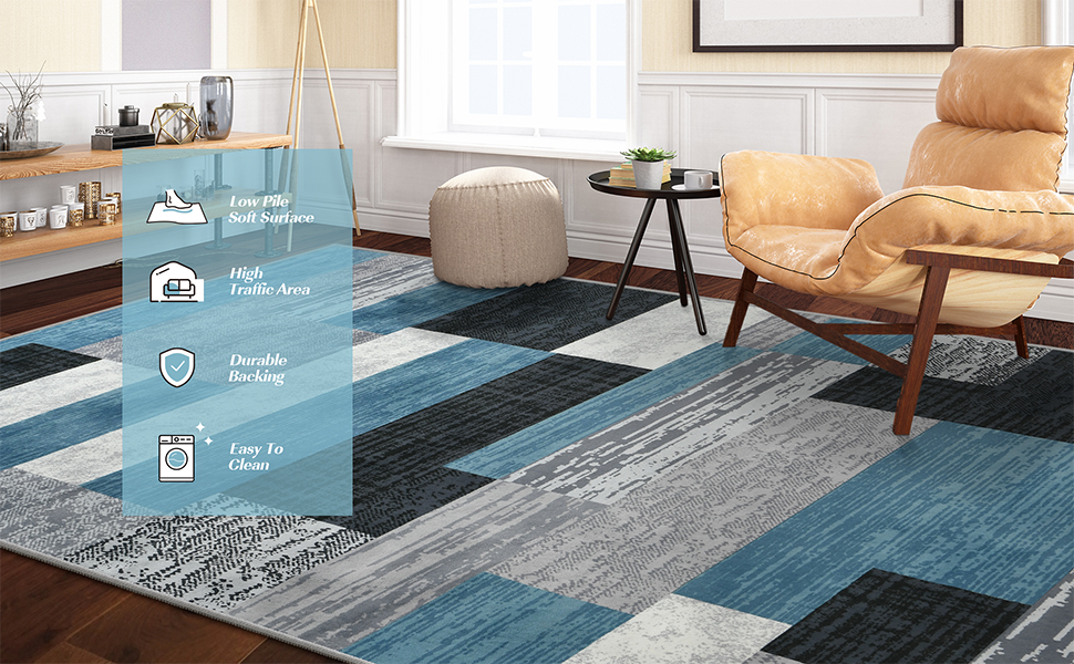 Low Pile Rug with Soft Surface, Durable Backing