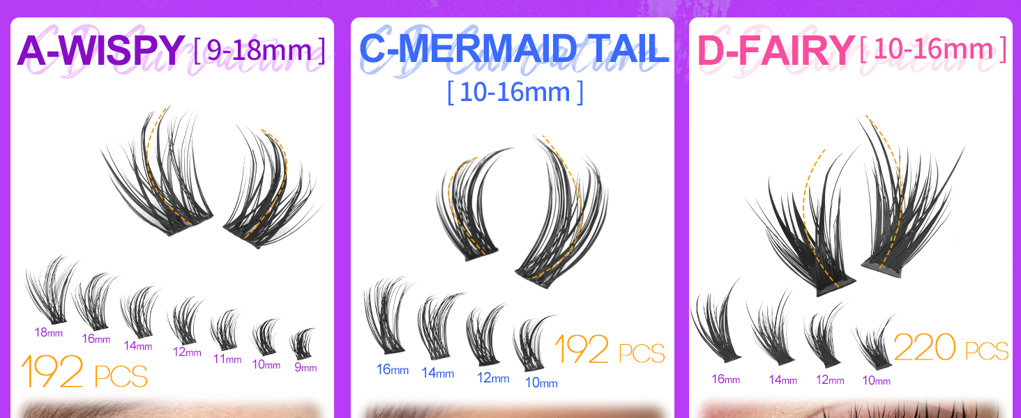 Wispy lash clusters