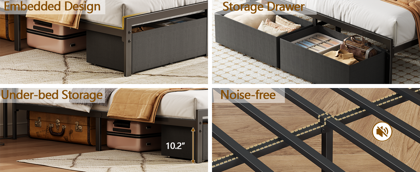 queen bed frame with storage
