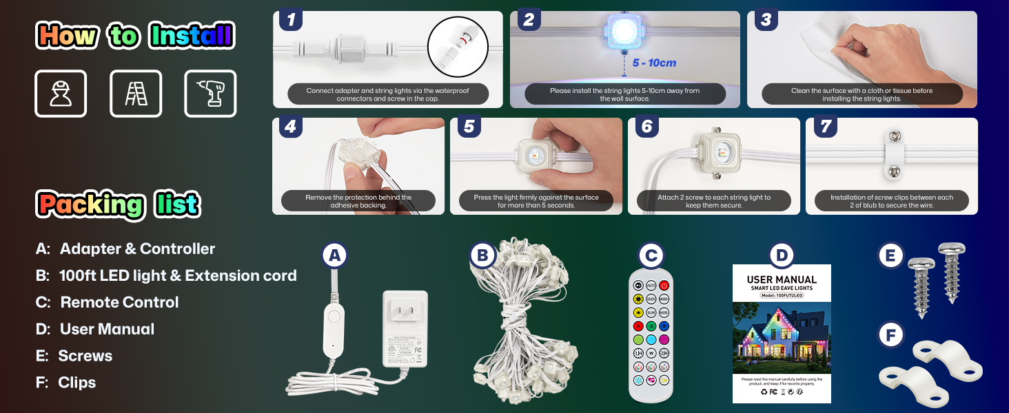 permanent outdoor lights 100ft
