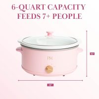Paris Hilton 6-Quart Manual Slow Cooker, Features Three Settings (Low, High, Warm), Naturally Nonstick and Dishwasher Safe Stoneware Insert, Family Sized Capacity, Pink - Image 3