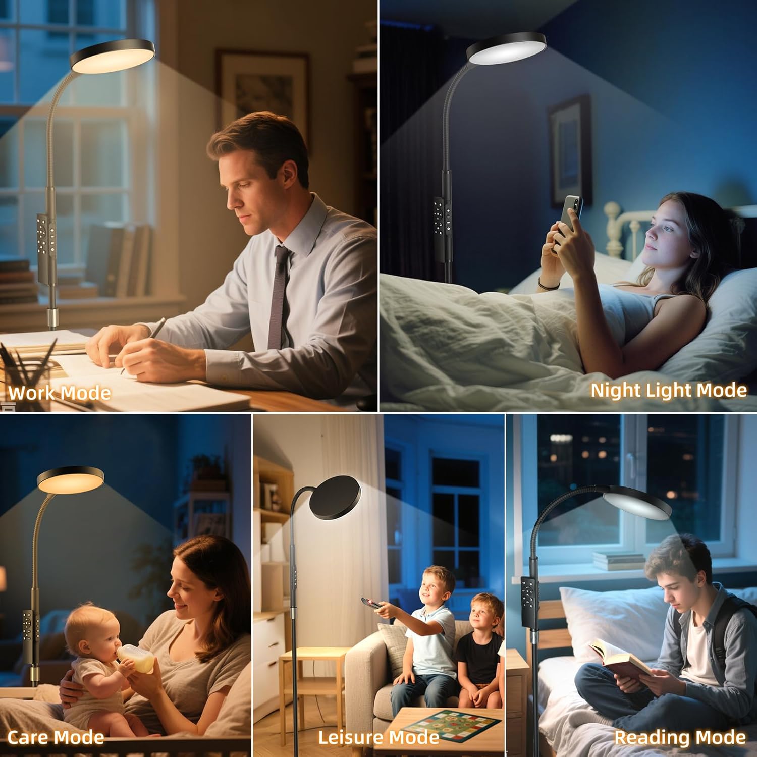 Floor Lamp, Adjustable Height Floor Lamps for Living Room Bedroom, 120 LED Super Bright Standing Lamp Remote & Touch Control Dimmable Gooseneck Tall Stand Reading Lamp for Office Craft, Black - Image 6